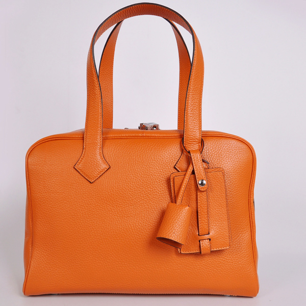 8655OS Hermes Victoria Bag in pelle Clemence a Orange con Silve